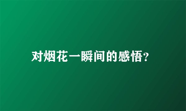 对烟花一瞬间的感悟？