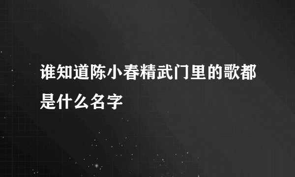 谁知道陈小春精武门里的歌都是什么名字