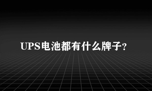 UPS电池都有什么牌子？