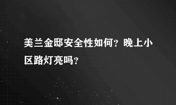 美兰金邸安全性如何？晚上小区路灯亮吗？