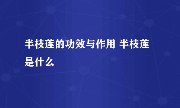 半枝莲的功效与作用 半枝莲是什么