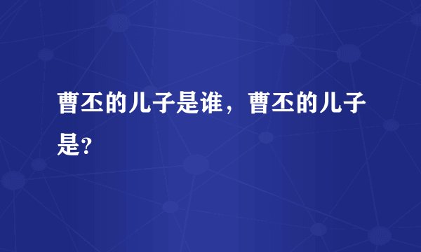 曹丕的儿子是谁,曹丕的儿子是?