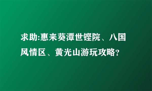 求助:惠来葵潭世铿院、八国风情区、黄光山游玩攻略？