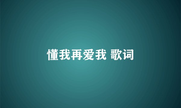 懂我再爱我 歌词