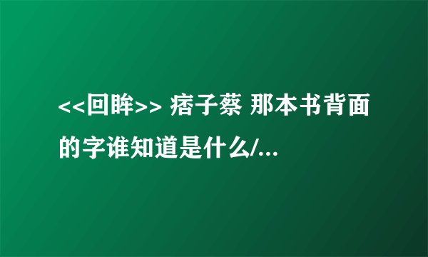<<回眸>> 痞子蔡 那本书背面的字谁知道是什么/? 拜托拜托