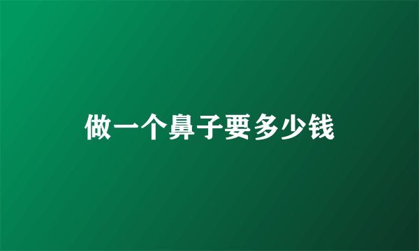 做一个鼻子要多少钱