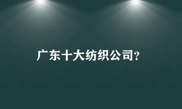 广东十大纺织公司？