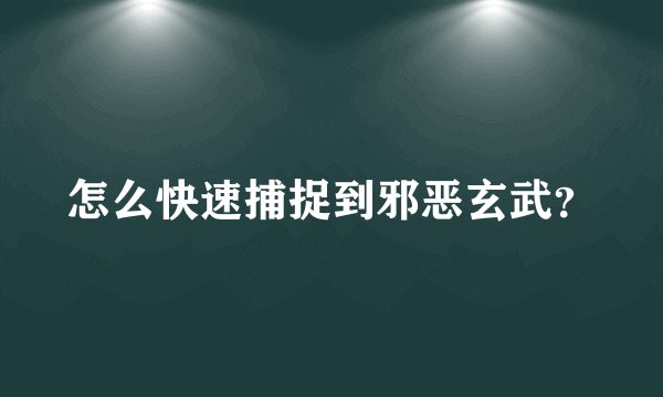 怎么快速捕捉到邪恶玄武？