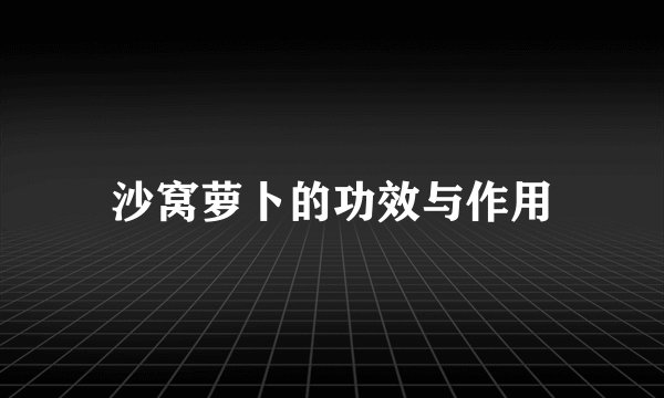 沙窝萝卜的功效与作用