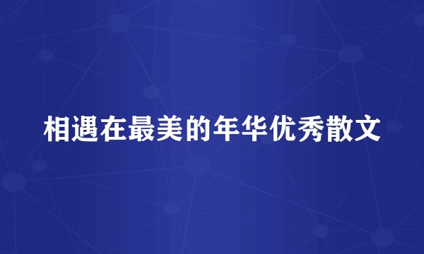 相遇在最美的年华优秀散文