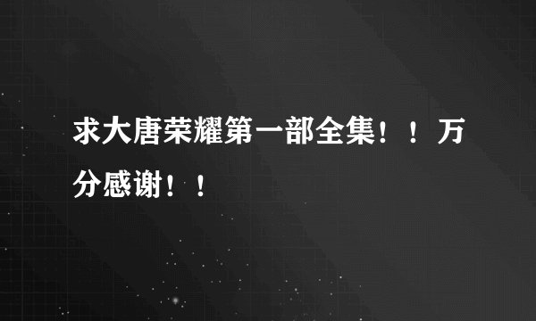 求大唐荣耀第一部全集！！万分感谢！！
