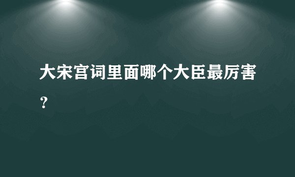 大宋宫词里面哪个大臣最厉害？