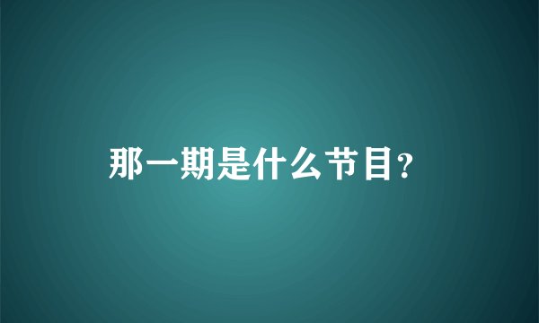 那一期是什么节目？