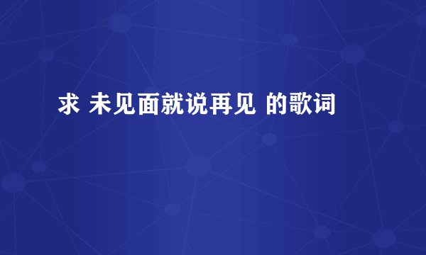 求 未见面就说再见 的歌词