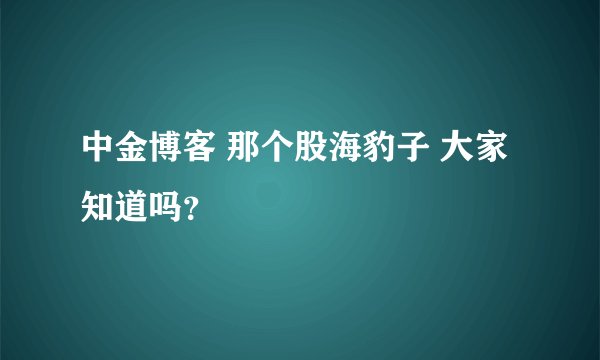 中金博客 那个股海豹子 大家知道吗？