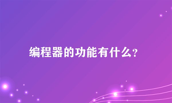编程器的功能有什么？