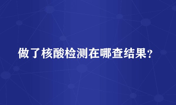 做了核酸检测在哪查结果？