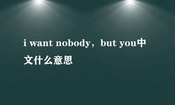 i want nobody，but you中文什么意思