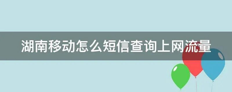 湖南移动怎么短信查询上网流量