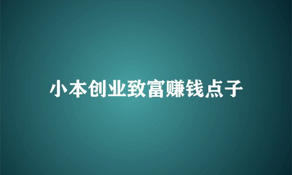 小本创业致富赚钱点子