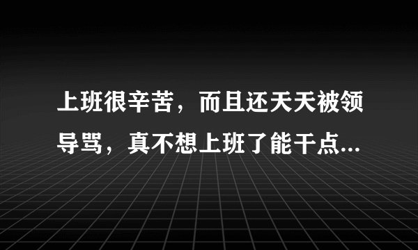 上班很辛苦，而且还天天被领导骂，真不想上班了能干点什么？？