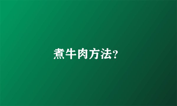 煮牛肉方法？
