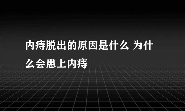 内痔脱出的原因是什么 为什么会患上内痔