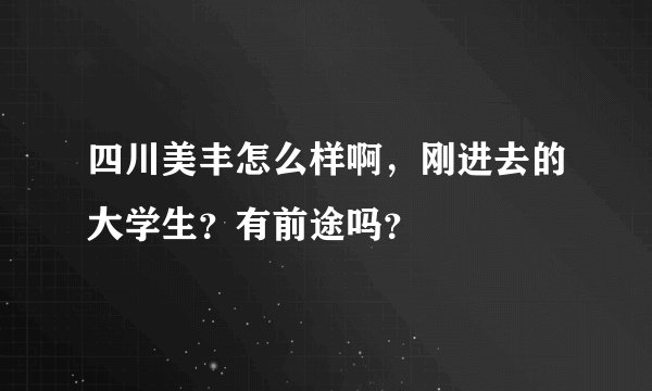 四川美丰怎么样啊，刚进去的大学生？有前途吗？