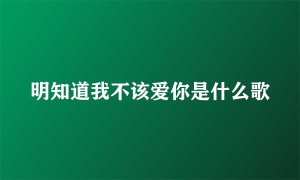 明知道我不该爱你是什么歌