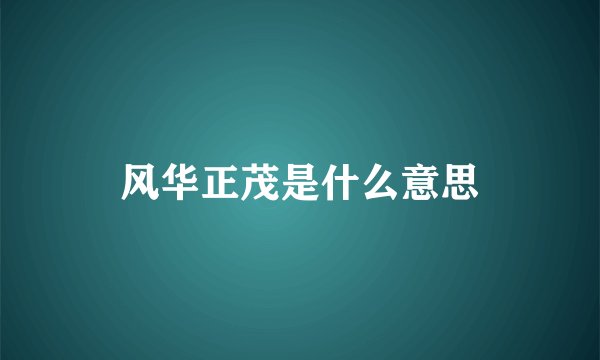 风华正茂是什么意思