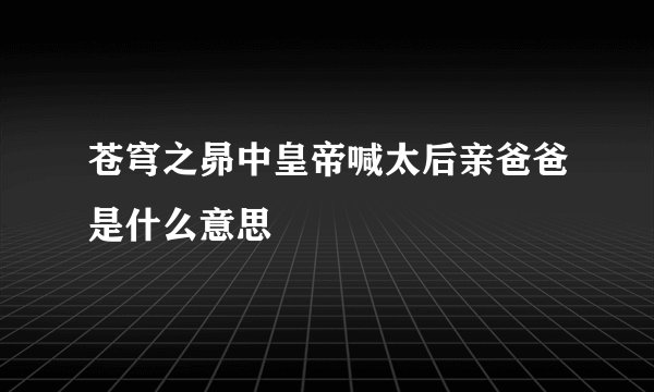 苍穹之昴中皇帝喊太后亲爸爸是什么意思