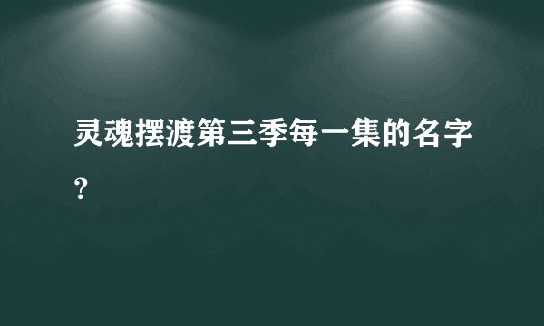 灵魂摆渡第三季每一集的名字？