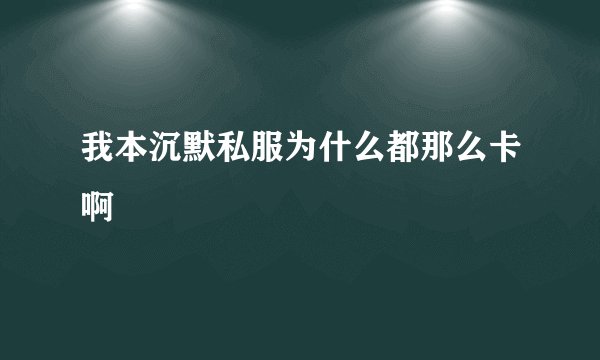 我本沉默私服为什么都那么卡啊