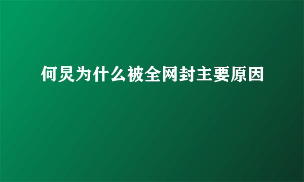 何炅为什么被全网封主要原因