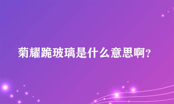 菊耀跪玻璃是什么意思啊？