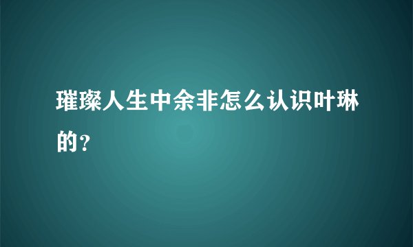 璀璨人生中余非怎么认识叶琳的？