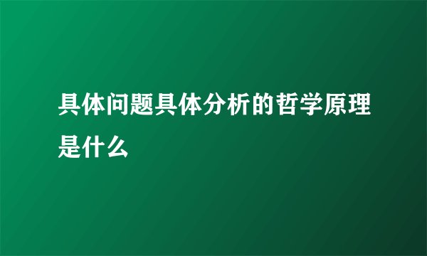 具体问题具体分析的哲学原理是什么