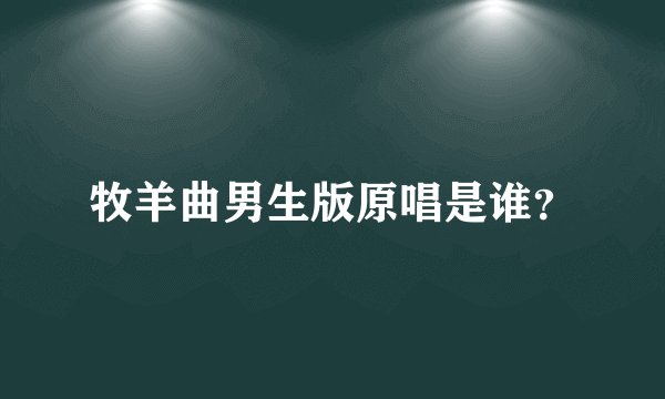 牧羊曲男生版原唱是谁？
