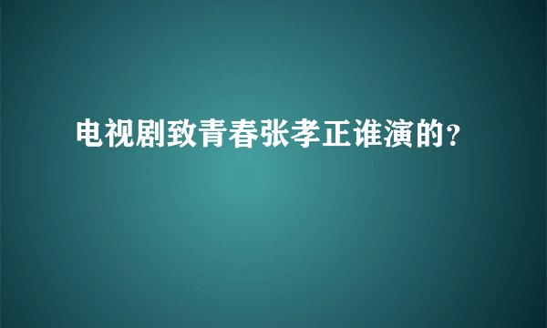 电视剧致青春张孝正谁演的？