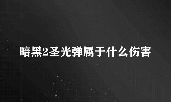 暗黑2圣光弹属于什么伤害