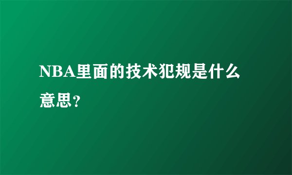 NBA里面的技术犯规是什么意思？