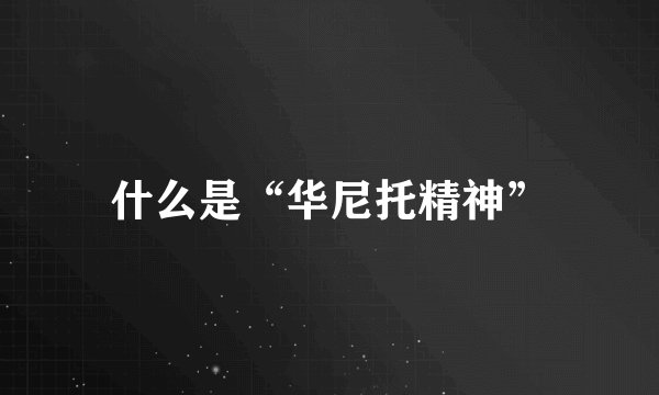 什么是“华尼托精神”