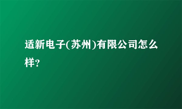 适新电子(苏州)有限公司怎么样？