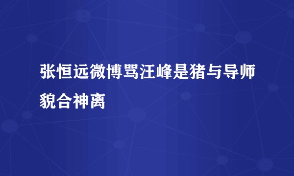 张恒远微博骂汪峰是猪与导师貌合神离