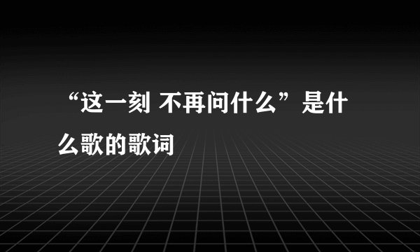 “这一刻 不再问什么”是什么歌的歌词