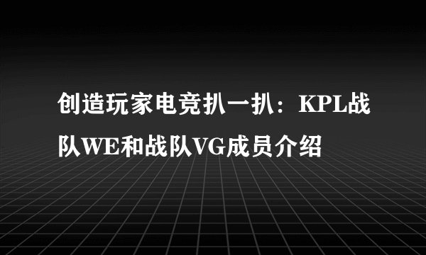 创造玩家电竞扒一扒：KPL战队WE和战队VG成员介绍
