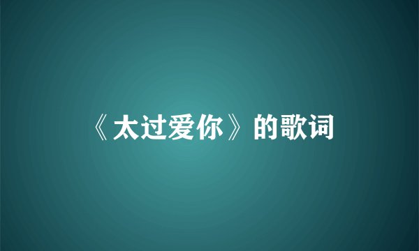 《太过爱你》的歌词