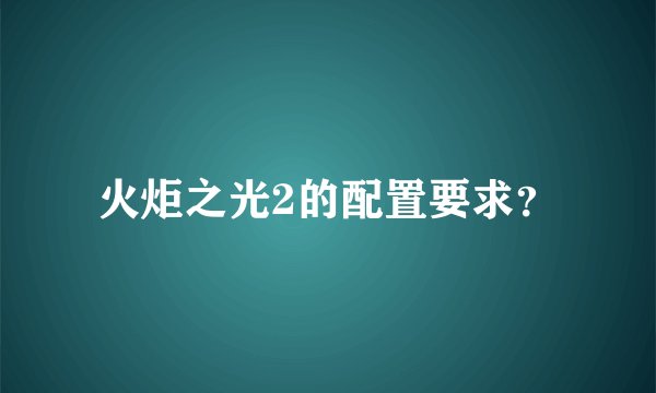 火炬之光2的配置要求？