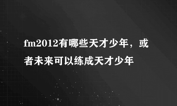 fm2012有哪些天才少年，或者未来可以练成天才少年