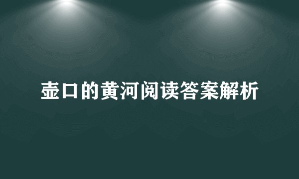壶口的黄河阅读答案解析
